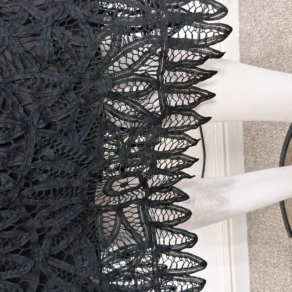 Laura Ashley Black Whimsigoth Fairy Lace Overlay Scallop Midi Skirt Size M - Picture 7 of 9